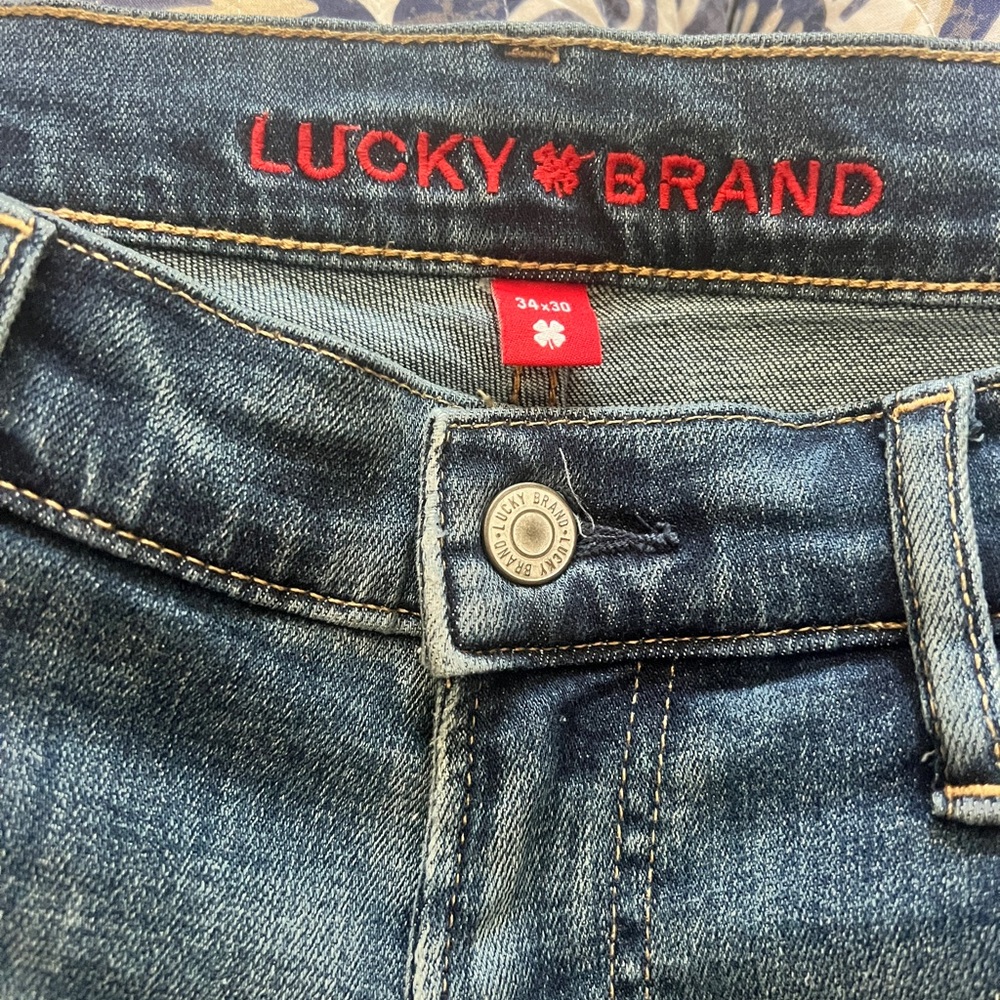 Lucky Brand Blue Denim Jeans with Leather Patch
